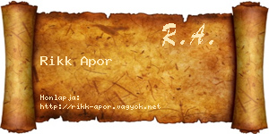 Rikk Apor névjegykártya